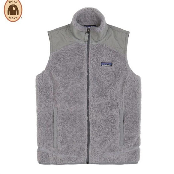 2014 Patagonia Worn Wear Womens Retro X Sherpa Deep Pile Vest Gray Size L - Picture 1 of 6